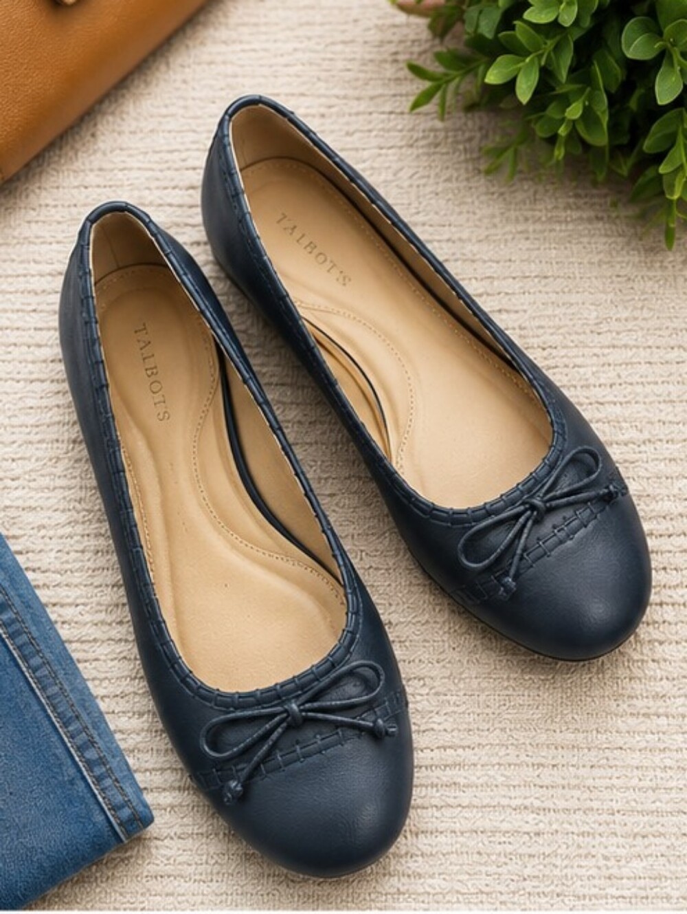 Talbots Genuine Leather Ballet Flats Navy Blue Size 8 Medium